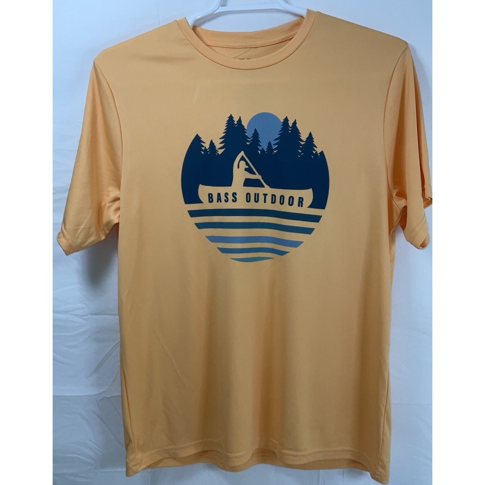 NWOT Men's Bass Outdoor Short Sleeve Quick Dry Graphic T-shirt Orange -‎ Large